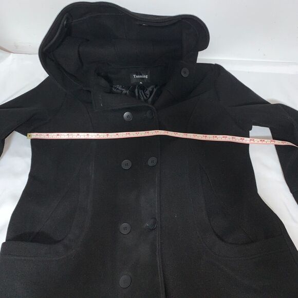 Tanming Womens Notch Lapel Double Breasted Wool Blend Mid Pea Trench Coat XL - Picture 6 of 15